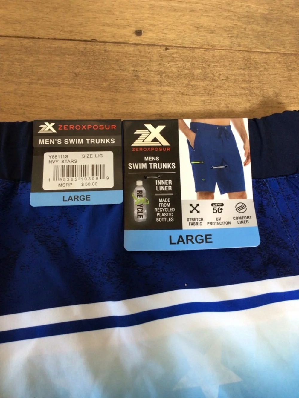 ZeroXposur Men’s Patriotic Swim Trunks Size L or XXL UPF 50 Quick Dry